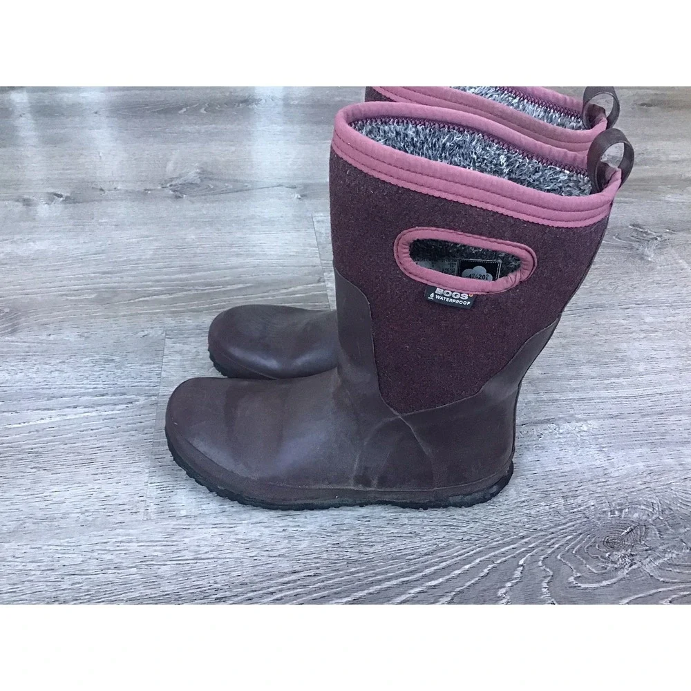 Bogs Youth Girls Size 6 Mauve Crandall Wool Winter Snow Boots 72139 Faux Fur